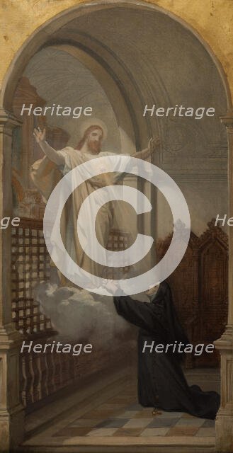 Esquisse pour l'église Saint-Louis-en-l'Ile : Vision de sainte Marie Alacocque, 1870. Creator: Jules-Joseph Dauban.
