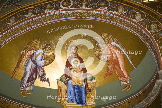 The ceiling of a Greek church in Capernaum, Israel. Artist: Samuel Magal