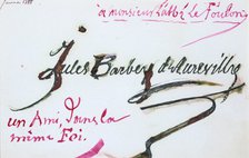 Signature of Jules-Amedee Barbey d'Aurevilly, 19th century. Artist: Jules-Amedee Barbey d'Aurevilly