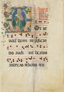 Manuscript Leaf with the Feast of Saint Andrew in an Initial M ..., second half 15th century. Creator: Master of the Riccardiana Lactantius.
