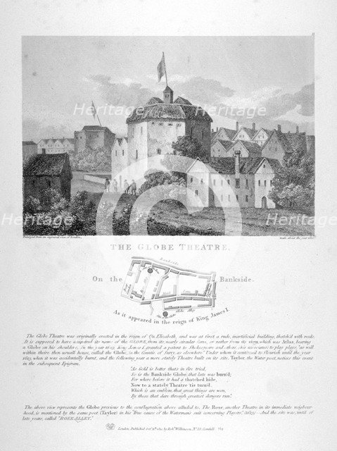 The Globe Theatre, Bankside, Southwark, London, 1810. Artist: Anon