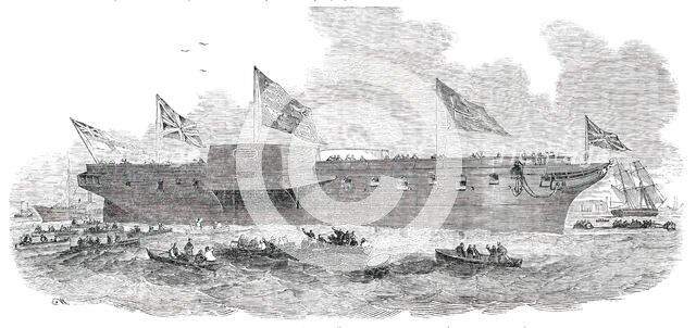 Launch of H.M. Steam-Frigate "Leopard", at Deptford, on Tuesday, 1850. Creator: Unknown.