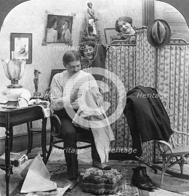 'Trials of Bachelorhood'.Artist: American Stereoscopic Company