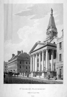 View of the Church of St George, Bloomsbury, London, 1799. Artist: Thomas Malton II
