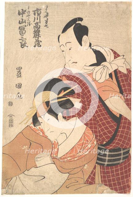 Ichikawa Komazo II (1764-1838) in the Role of Akaneya Hanshichi from the Play Hadesuga..., ca. 1798. Creator: Utagawa Toyokuni I.