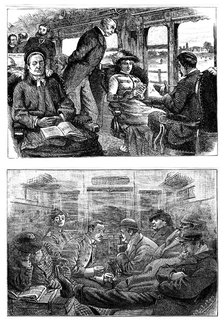Passengers on a London to Glasgow train, 1884. Artist: Unknown