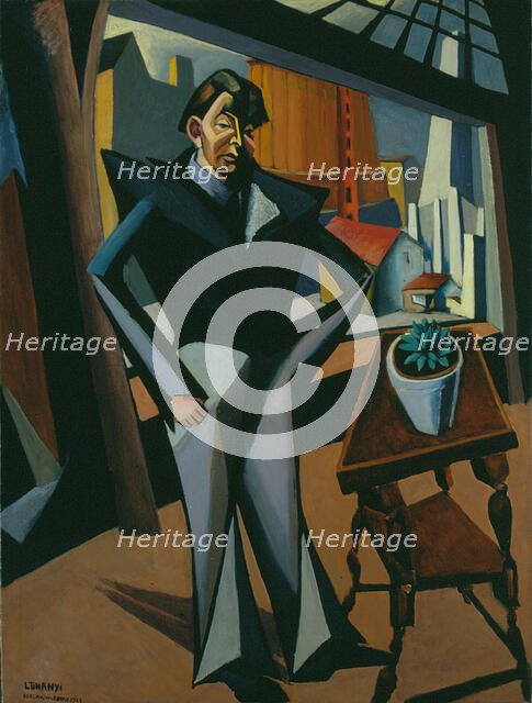 Man Standing at a Window, 1922. Creator: Tihanyi, Lajos (1885-1938).