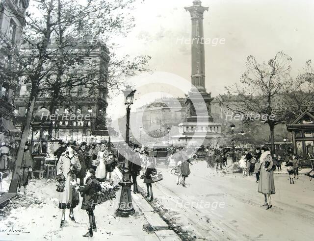 Place de La Bastille, 1925-1941. Creator: Eugene Galien-Laloue.