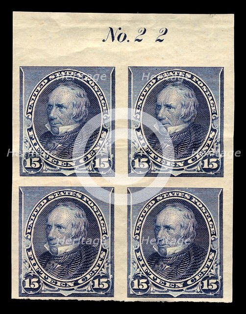 15c Henry Clay proof plate block of four, February 22, 1890. Creator: American Bank Note Company.