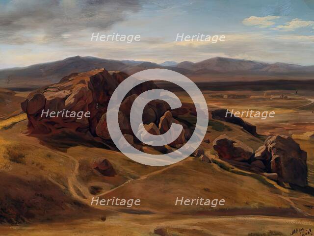 Mountain landscape near Athens (The "Areopagus"), 1854. Creator: Josef Hoffmann.