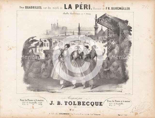 Cover of the score of the Ballet La Péri by Friedrich Burgmüller , 1843. Creator: Coindre, Victor (1816-1896).