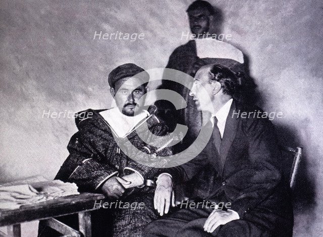 Abd-el-Krim (1882-1963) with the journalist Luis Oteyza in August 1922, organized the Rif uprisin…