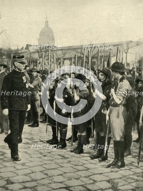 General Joseph Gallieni inspecting Boy Scouts, Paris, France, c1914, (c1920). Creator: Unknown.