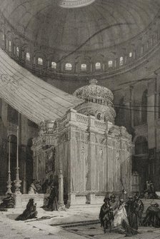 Tomb of Jesus Christ, Church of the Holy Sepulchre, Jerusalem. 1840.  Creator: Émile Rouargue.