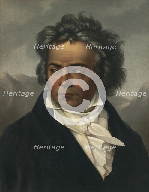 Portrait of Ludwig van Beethoven (1770-1827), c. 1861. Creator: Schimon, Ferdinand (1797-1852).