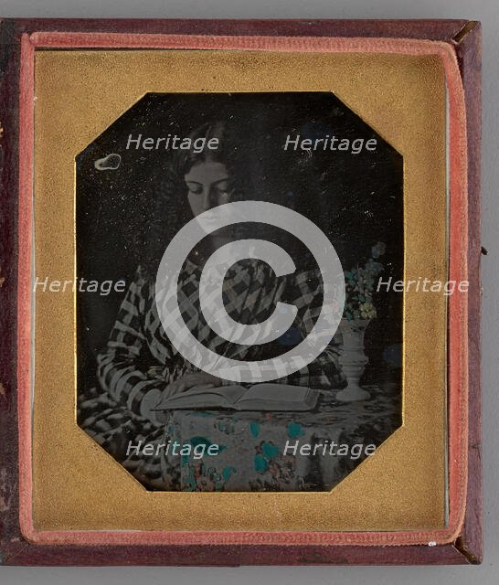 Untitled (Portrait of a Woman Reading), 1845. Creator: Unknown.