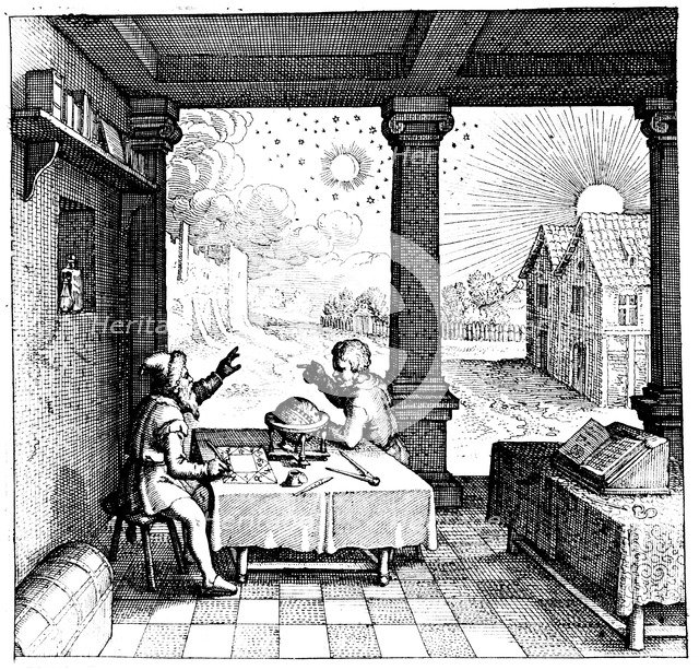 Astrologers preparing a horoscope, 1617-1619. Artist: Unknown