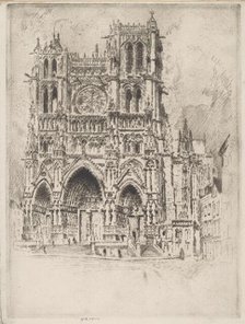 The West Front, Amiens, 1907. Creator: Joseph Pennell.