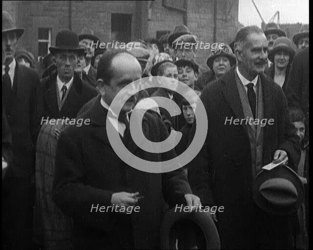 Sir James Barrie Standing With a Crowd of People, 1921. Creator: British Pathe Ltd.