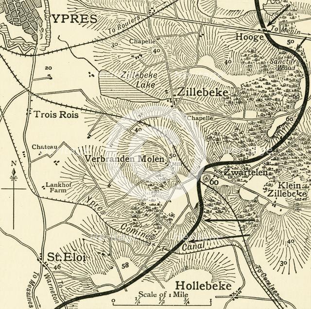 'Map showing the Scene of the German Attacks...First World War, February 1916, (c1920). Creator: Unknown.