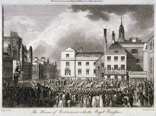 King George III processing through Old Palace Yard, Westminster, London, 1804. Artist: JR Thompson