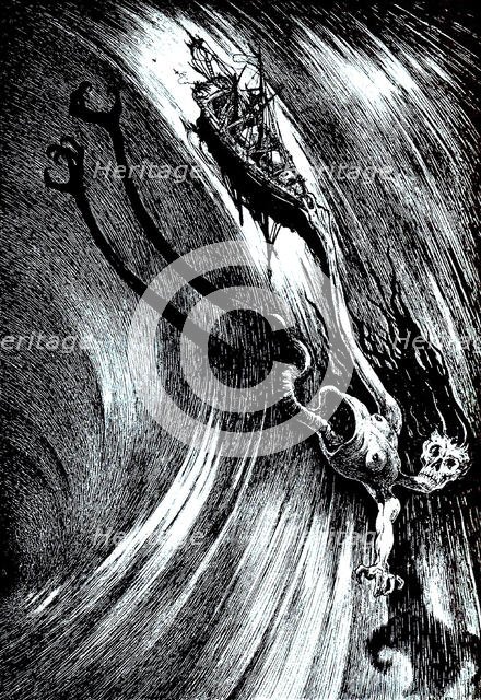 Illustration for the story "A Descent into the Maelström" by Edgar Allan Poe, 1905. Creator: Martini, Alberto (1876-1954).