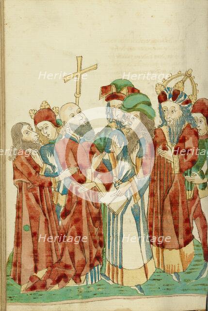 King Avenir and Josaphat amid the Pagan Scholars; Barlaam und Josaphat, 1469. Creators: Hans Schilling, Diebolt Lauber.
