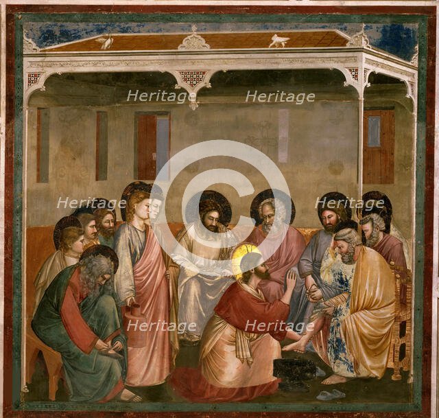 Washing of feet (From the cycles of The Life of Christ), 1304-1306. Creator: Giotto di Bondone (1266-1377).