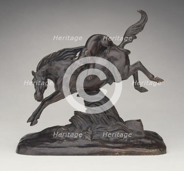 Horse Attacked by Lioness, 1843. Creator: Jean-François-Théodore Gechter.