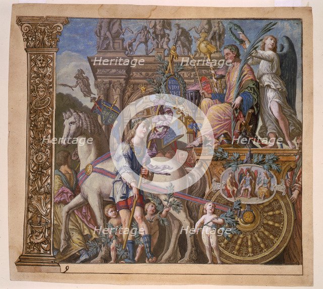 Veni, vidi, vici. Triunphus Caesaris (The triumph of Julius Caesar).