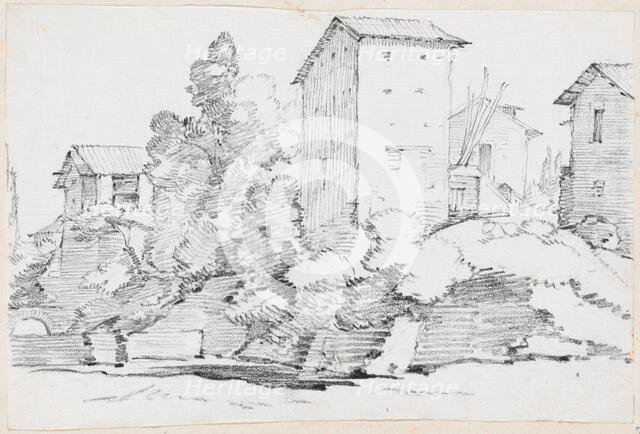 Italian Farm Buildings by a Stream, 1744/1750. Creator: Joseph-Marie Vien the Elder.