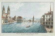 Vûe et environs de la Ville de Zurich pres de l'Hotel de l'Epée, c.1790. Creator: Fehr, Bartholomé (1747-1811).