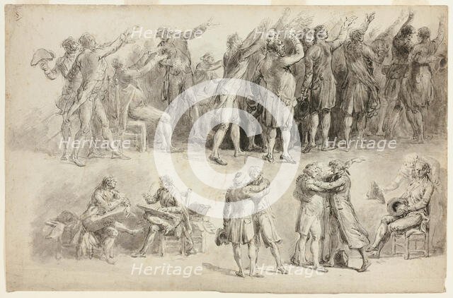Studies for the Oath of the Tennis Court, 1789/91. Creator: Jean Pierre Norblin.