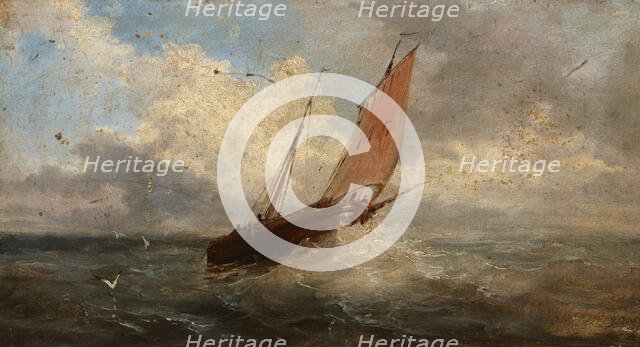 View of the Sea-Boat at the Sea, c1850. Creator: Jules Coignet.