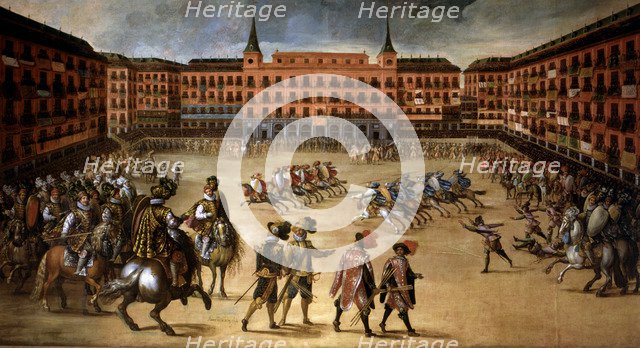  'Party in the Plaza Mayor in Madrid', oil on canvas, h 1623, by Juan de la Corte.