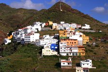 Houses above the town on a mountainside, San Andres, Tenerife, Canary Islands, 2007.
