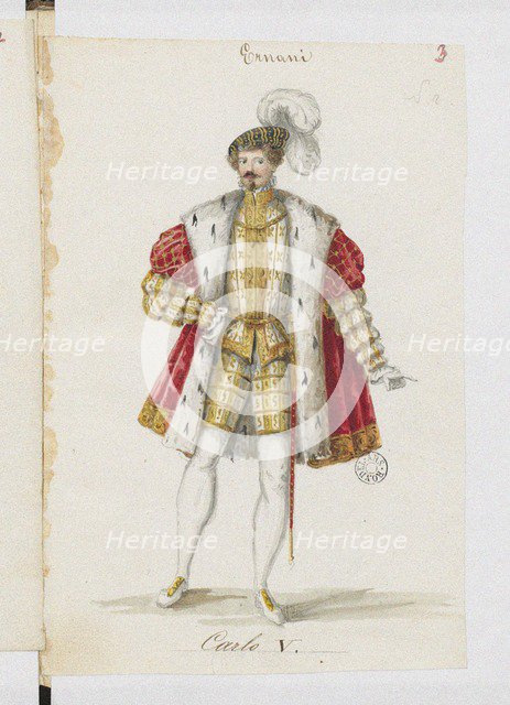 Don Carlos. Costume design for the opera Ernani by Giuseppe Verdi, 1845.