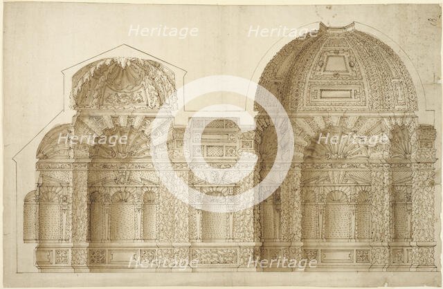 Grotto, probably in the garden at Noisy-le-Grand, longitudinal section. Creator: Anon.