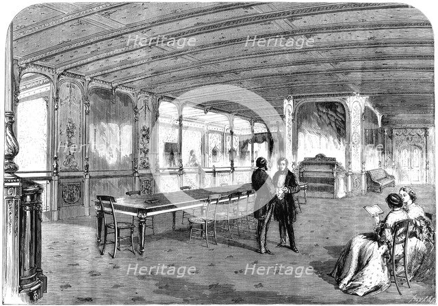 The Grand Saloon on board the 'Great Eastern', 1859. Artist: Unknown