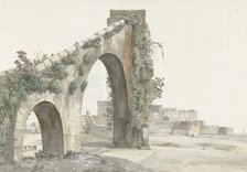 View of Aqueduct and the city of Taranto, 1778. Creator: Louis Ducros.