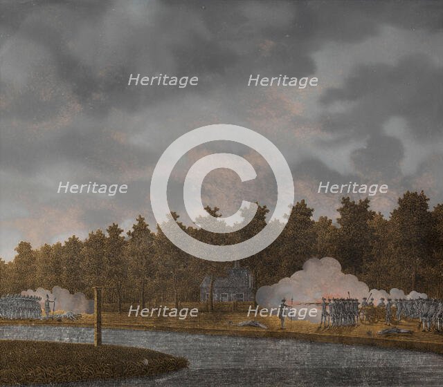 Exchange of Fire on the Vaartse Rijn near Jutphaas, 1787-1788. Creator: Jonas Zeuner.