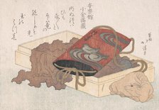 Lacquer Inro with Waterbirds and Ox-shaped Netsuke in a Box From the Spring Rain ..., probably 1817. Creator: Totoya Hokkei.