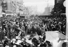 Crowd on Penn Ave. watching Suffrage parade, 1913. Creator: Bain News Service.