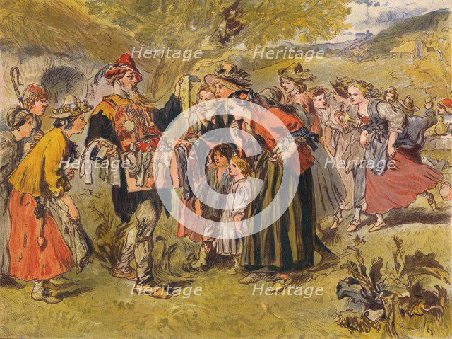 'Autolycus sings in The Winter's Tale: Act IV, Scene III', c1875. Artist: Sir John Gilbert.