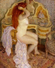 Nude Seated at Her Dressing Table, 1909. Creator: Frederick Carl Frieseke.