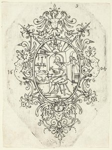 Plate 1, from twenty ornamental designs for goblets and beakers, 1604. Creator: Master AP.