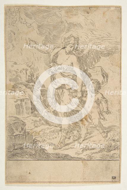 A guardian angel walking with a child, ca. 1640. Creator: Simone Cantarini.