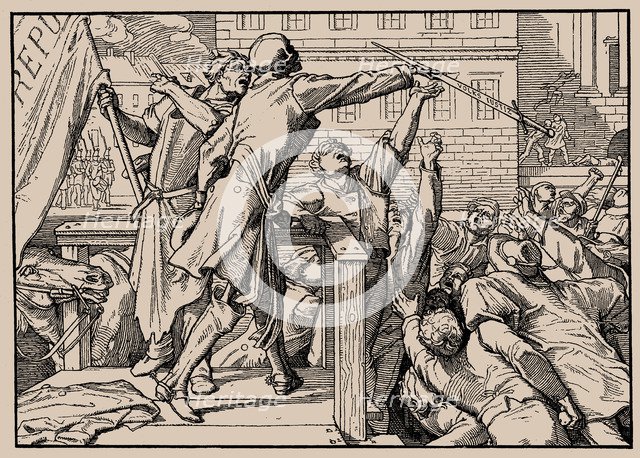 Also a Dance of Death, Sheet IV (Death hands the sword to the people), 1849.