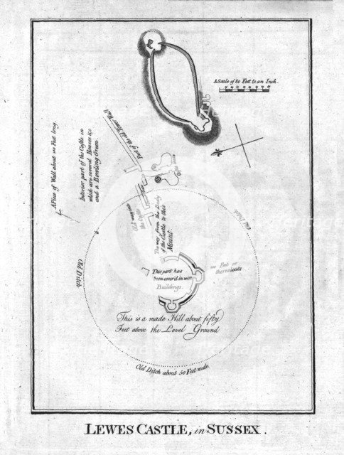 'Lewes Castle, in Sussex.', late 18th century. Artist: Unknown.
