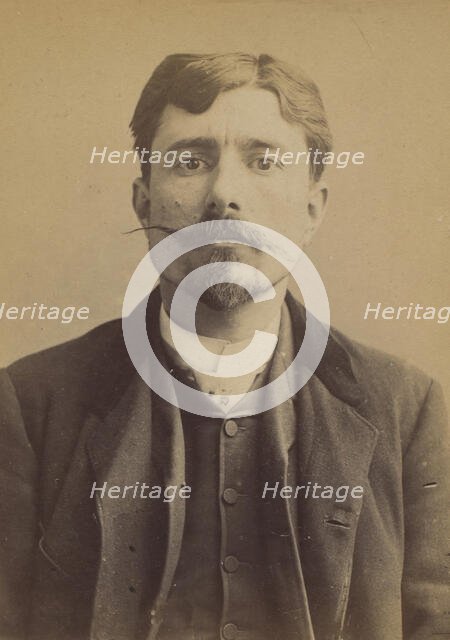 Pouget. émile, Jean, Joseph. 31 ans, né le 12/10/60 à Rodez (Aveyron). Publiciste. Anarchi..., 1892. Creator: Alphonse Bertillon.